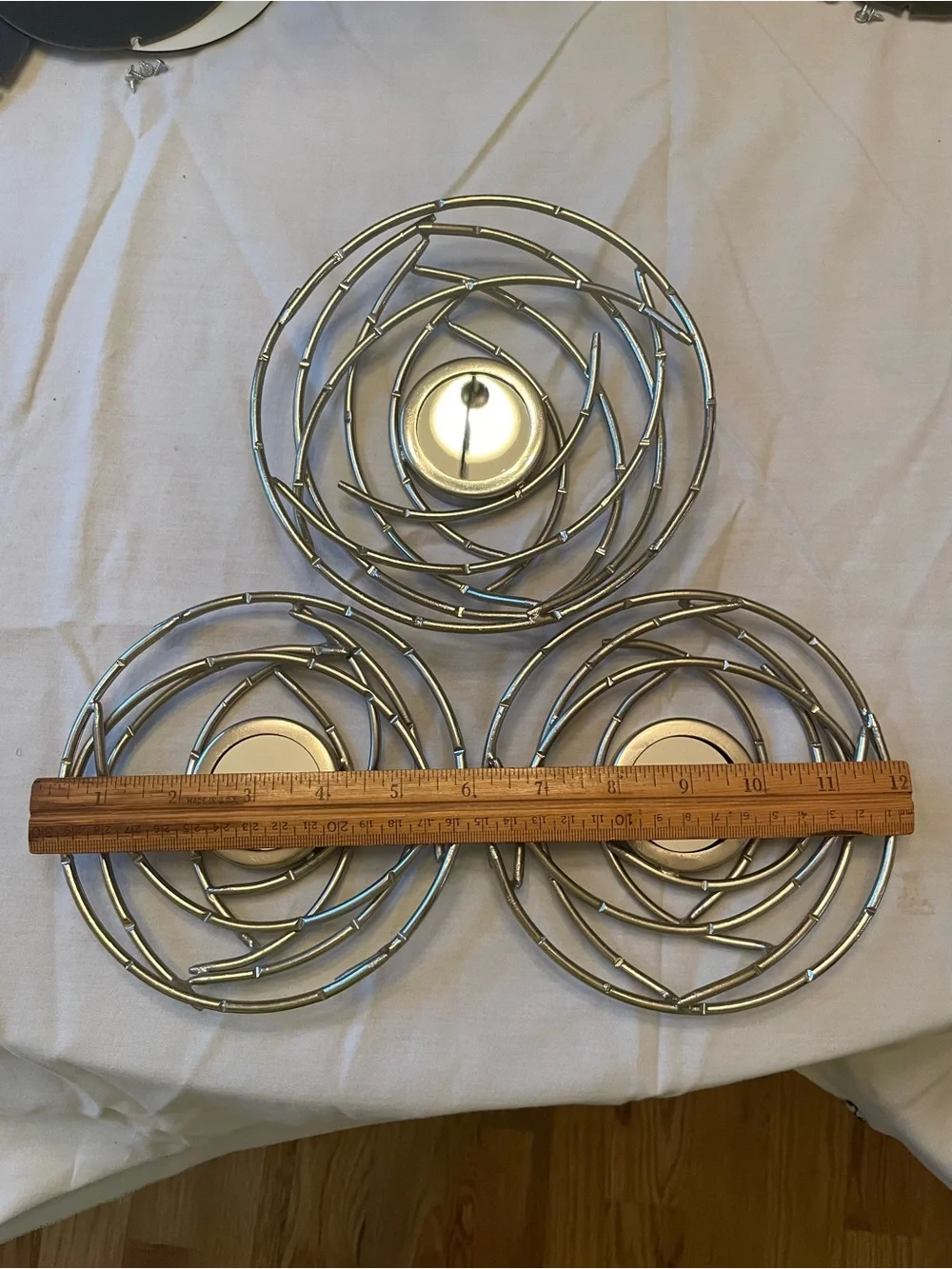 Silver Spiral Metal Wall Decor Mirror 3 Piece Set- Modern Home Accent
